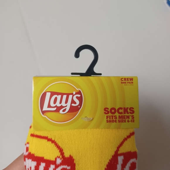 Lays Potato Chip Mens Crew Socks NEW Size Mens 6-12 Novelty -1 Pair -Quirky Logo - Picture 7 of 7